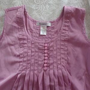 ROAMAN'S 100% POLYESTER PINTUCK PLEATS SLEEVELESS TANK TOP 12W MAUVE ORCHID